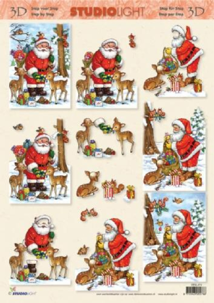 3-D Etappen-BogenWeihnachtsmann1 Bogen 21x29,7cm DIN A4