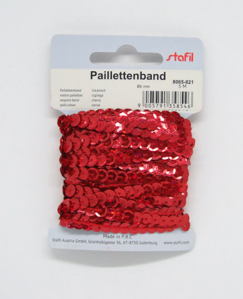 Paillettenband gewölbt Ø 6mm, 5m - kirsch hologramm