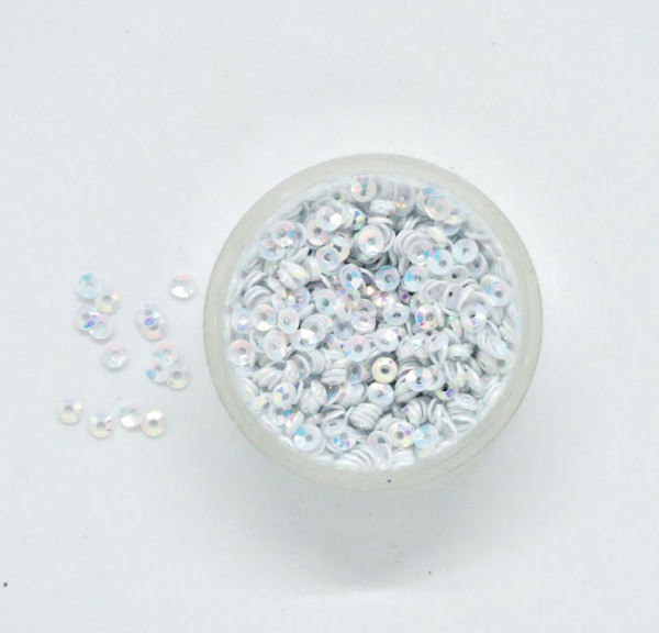 Pailletten Ø 3 mm gewölbt, 6 Gramm - Snow white