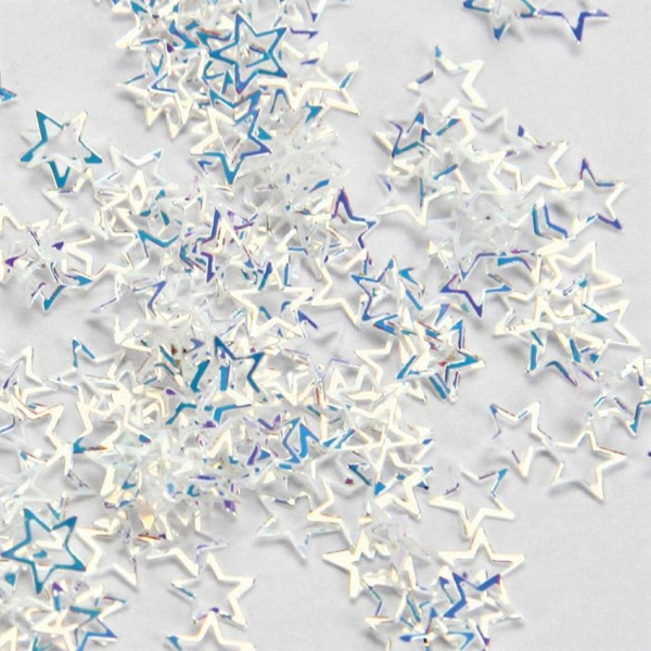 Pailletten Sterne 5 mm, 2 Gramm - weiß irisierend