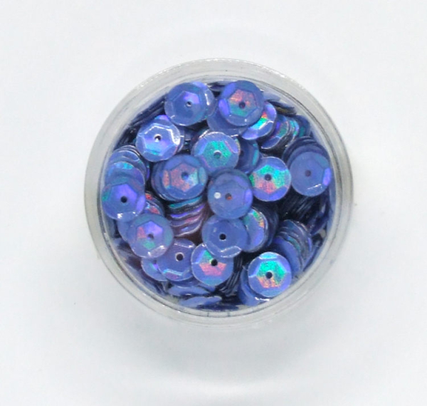 Pailletten gewölbt Ø 6mm, 6 Gramm - regenbogenblau irisierend