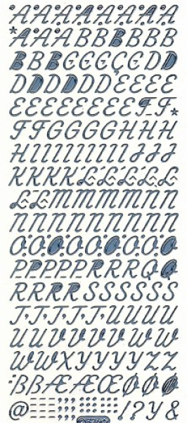 Sticker Buchstaben, kursiv - 826 - silber