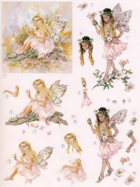 3D Stanzbogen   Faerie Poppets 04   1 Bogen DIN A4, vorgestanzt