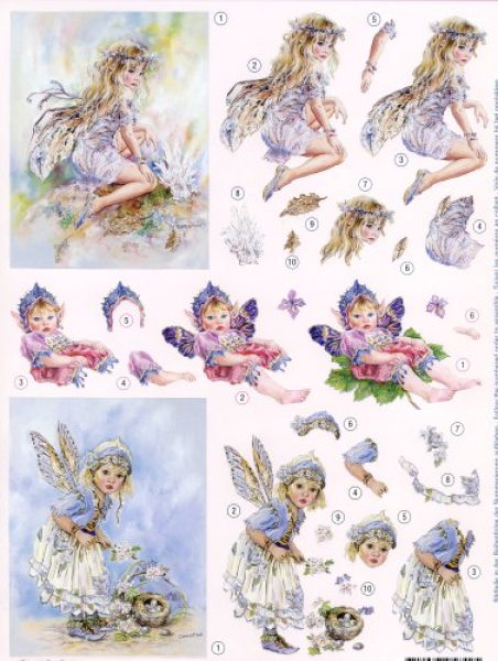 3D Stanzbogen   Faerie Poppets 05   1 Bogen DIN A4, vorgestanzt