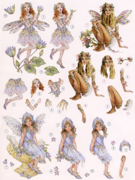 3D Stanzbogen   Faerie Poppets 06   1 Bogen DIN A4, vorgestanzt