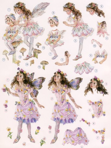 3D Stanzbogen   Faerie Poppets 08   1 Bogen DIN A4, vorgestanzt