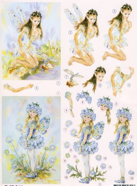 3D Stanzbogen   Faerie Poppets 10   1 Bogen DIN A4, vorgestanzt