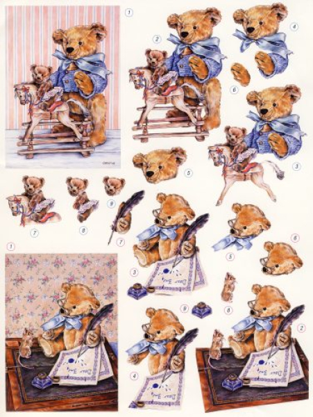 3D Stanzbogen   Meadow Cottage Bears 04   1 Bogen DIN A4, vorgestanzt