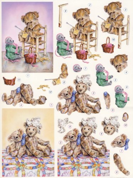 3D Stanzbogen   Meadow Cottage Bears 05   1 Bogen DIN A4, vorgestanzt