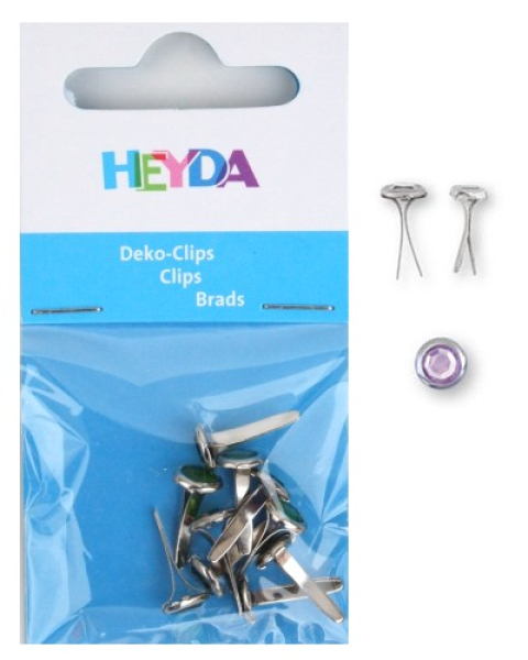 Deko-Clips / Brads mit Schmuckstein - rund Ø 6 mm - rosa