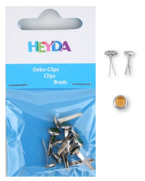 Deko-Clips / Brads mit Schmuckstein - rund Ø 6 mm - orange