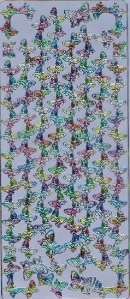 Sticker Rand + Ecken Schmetterlinge - multicolor/silber - 1 Bogen 23x10 cm