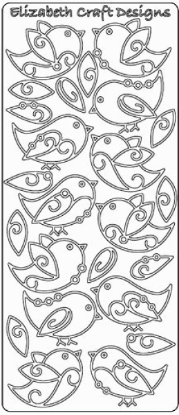 Sticky Shape Vögel   doppelseitig klebender Sticker   1 Bogen 10 x 23 cm