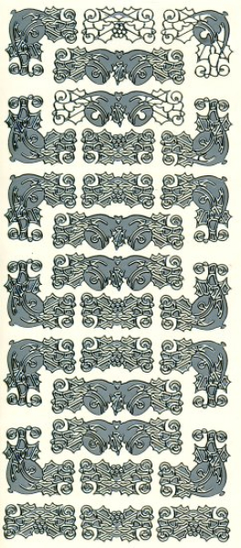 Sticker Ecken & Ornamente Weihnachten - silber   1 Bogen 23x10 cm