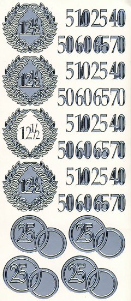 Sticker Jubiläum - silber   1 Bogen 23x10 cm