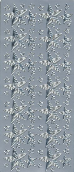 Sticker Sterne - silber   1 Bogen 23x10 cm