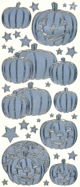 Sticker Halloween - Kürbisse - silber  1 Bogen 10x23 cm