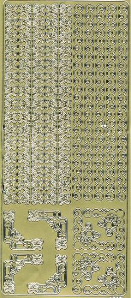 Sticker Linien + Ecken Schmetterlinge - gold   1 Bogen 23x10 cm