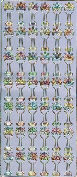 Sticker Kelche - silber/multicolor 1 Bogen 23x10 cm