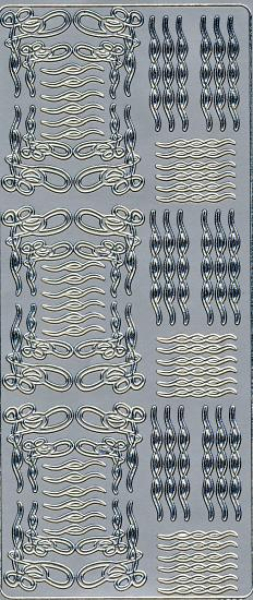 Sticker Bordüren + Ecken 1888 - silber - 1 Bogen 23x10 cm