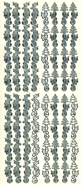 Sticker Bordüren Weihnachten - silber   1 Bogen 23x10 cm