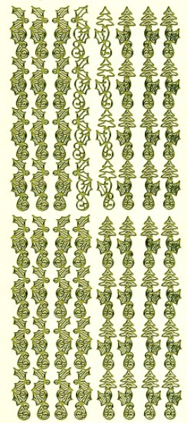 Sticker Bordüren Weihnachten - gold   1 Bogen 23x10 cm