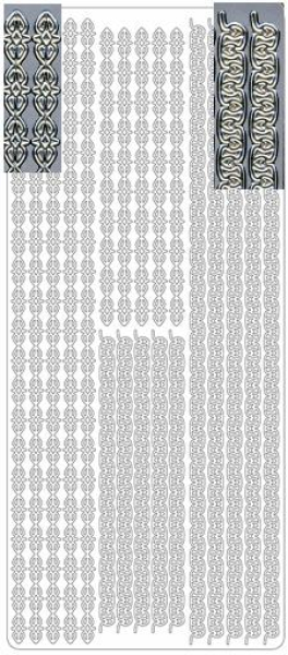 Sticker Bordüren - 2277 - silber   1 Bogen 23x10 cm