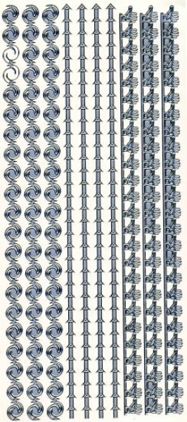 Sticker Bordüren - 2294 - silber   1 Bogen 23x10 cm
