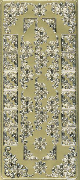 Sticker Ecken + kleine Linien Blumen - gold   1 Bogen 23x10 cm