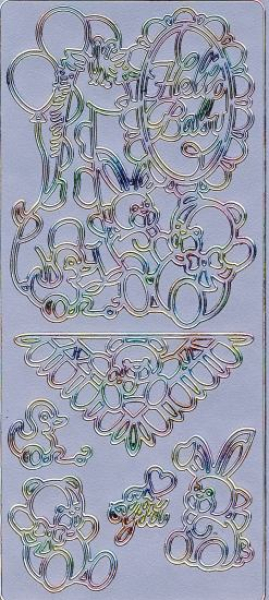 Sticker Hello Baby  - multicolor/silber   1 Bogen 23x10 cm