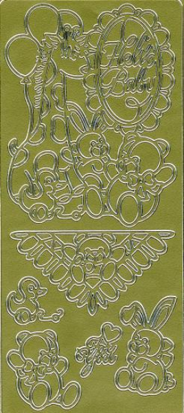 Sticker Hello Baby  - gold   1 Bogen 23x10 cm