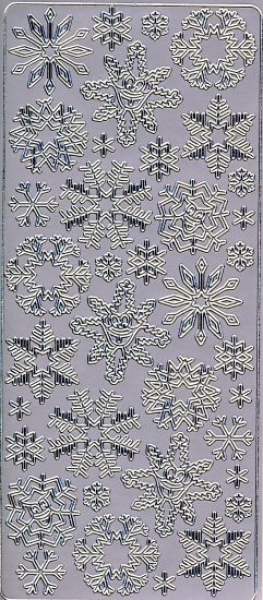 Sticker Schneekristalle - silber   1 Bogen 23x10 cm