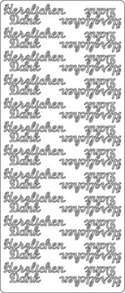 Sticker Herzlichen Dank - gold 1 Bogen 23x10 cm