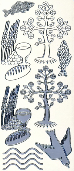 Sticker religiöse Motive - silber 1 Bogen 23x10 cm