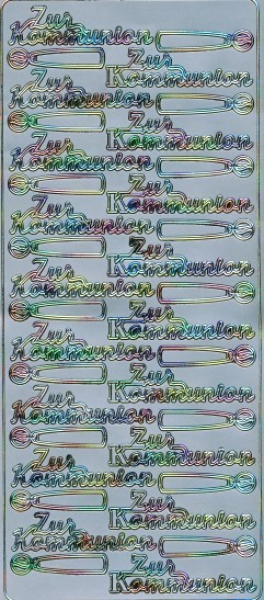Sticker Zur Kommunion - silber/multicolor 1 Bogen 10x23 cm