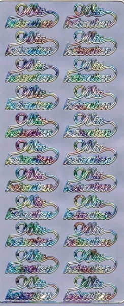Sticker Wir heiraten - multicolor/silber 1 Bogen 23x10 cm