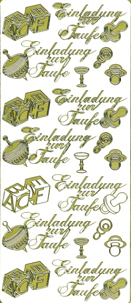 Sticker Einladung zur Taufe - gold 1 Bogen 23x10 cm