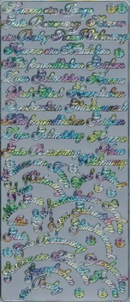 Sticker Grüße Mix - multicolor/silber 1 Bogen 23x10 cm