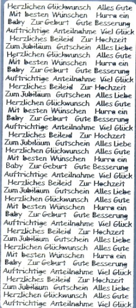 Sticker Texte sortiert - silber 1 Bogen 23x10 cm