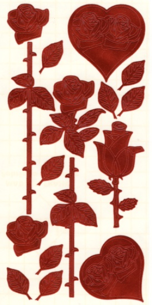 Samtsticker Rosen & Herzen   1 Bogen 10x23 cm