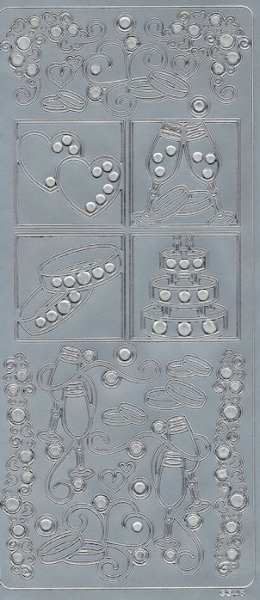 Zwei Dekor Sticker Perlenhochzeit - silber