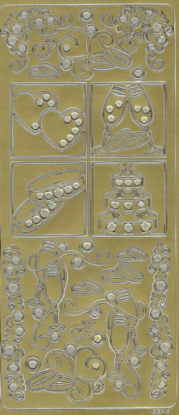 Zwei Dekor Sticker Perlenhochzeit - gold