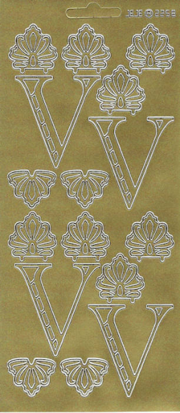 Sticker Buchstabe 'V' - gold