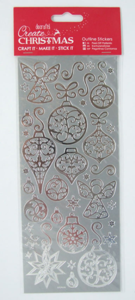 Create Christmas Spiegelsticker Christbaumkugeln und Engel - silber