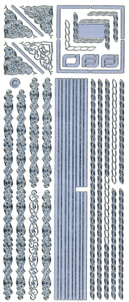Sticker Bordüren & Ecken - 0806 - silber   1 Bogen 10x23cm