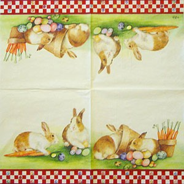 Servietten Hidding rabbit red - Pack 20 Stück