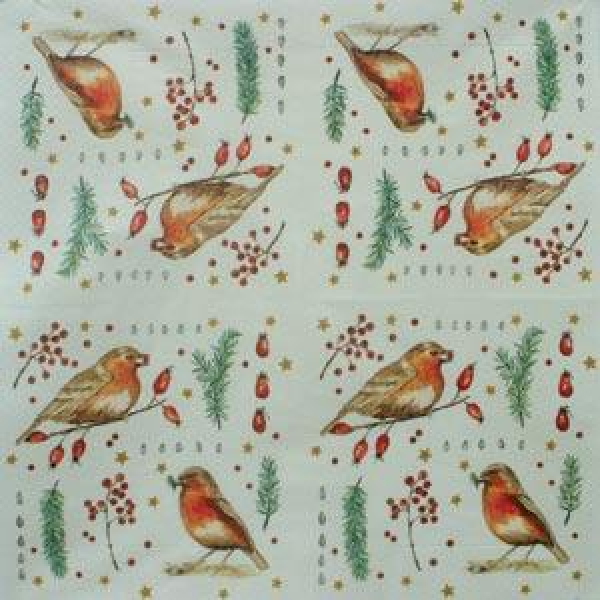 Serviette Wintervögel