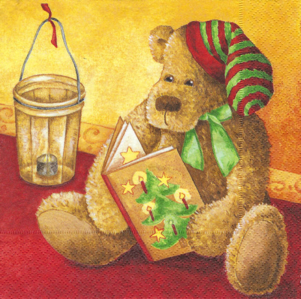 Serviette Teddy with book