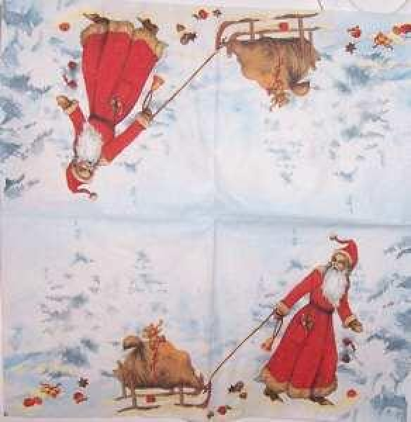 Servietten Nikolaus mit Schlitten