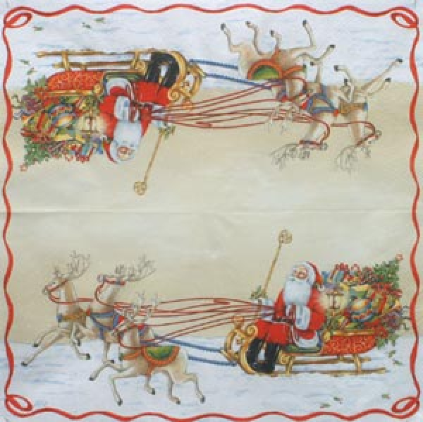 Servietten Santas Sleighride cream